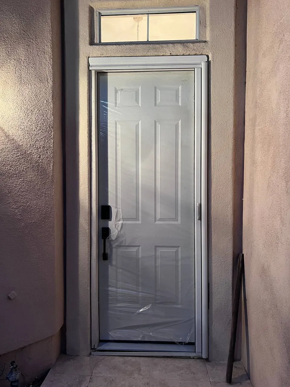 Decorative glass and iron entry door installed in San Diego